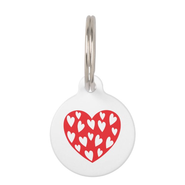 Big Red Heart Round Pet Tag (Front)