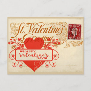 Big Red Heart Vintage Valentine Postcard 