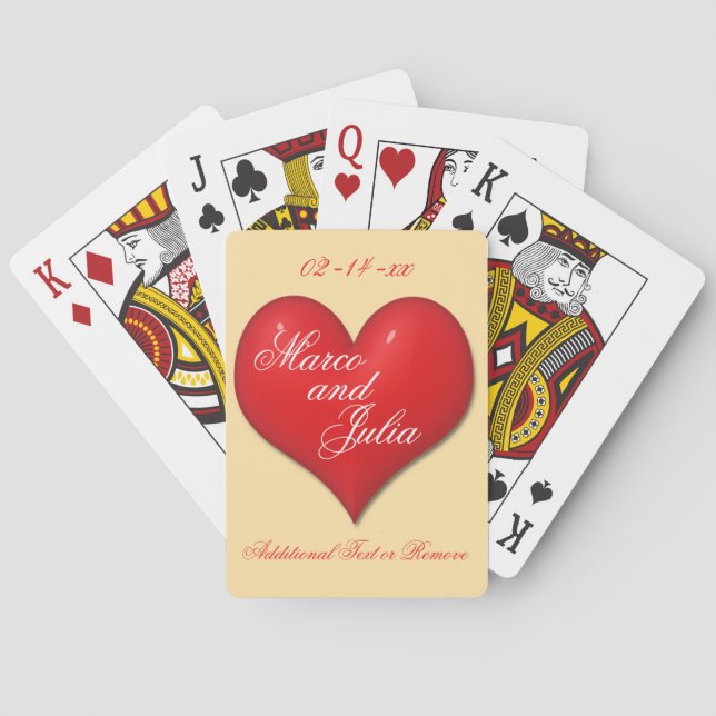 Big Red Heart Wedding Playing Cards (Back)