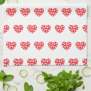 Big red heart with little hearts kitchen towel