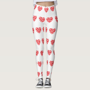 Big red heart with little hearts leggings
