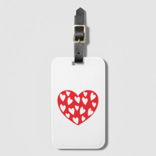 Big red heart with little hearts luggage tag
