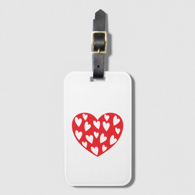Big red heart with little hearts luggage tag (Front Vertical)