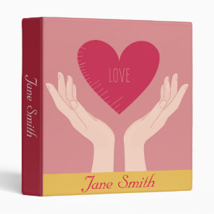 Big red heart with love girls student binder