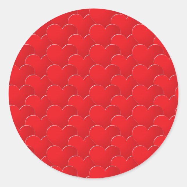 Big Red Hearts pattern Valentine's day Classic Round Sticker (Front)