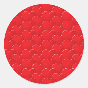 Big Red Hearts pattern Valentine's day Classic Round Sticker