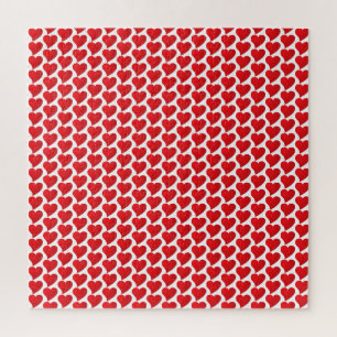 Big Red Hearts pattern white Valentine's day Jigsaw Puzzle