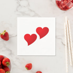 Big Red Hearts pattern white Valentine's day paper Napkin