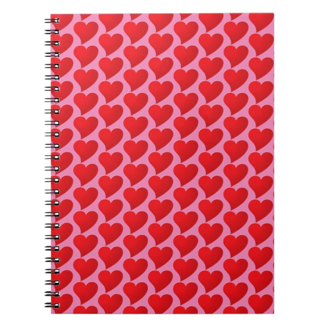 Big Red Hearts pink pattern Notebook (Front)