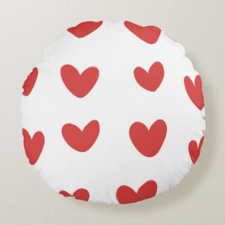 Big Red Hearts Round Pillow