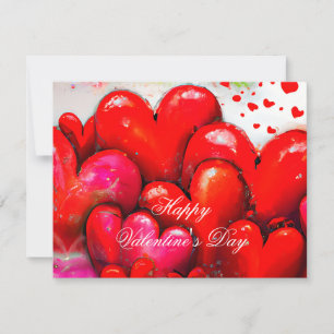 Big red hearts valentine  holiday card