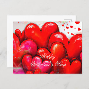 Big red hearts valentine postcard