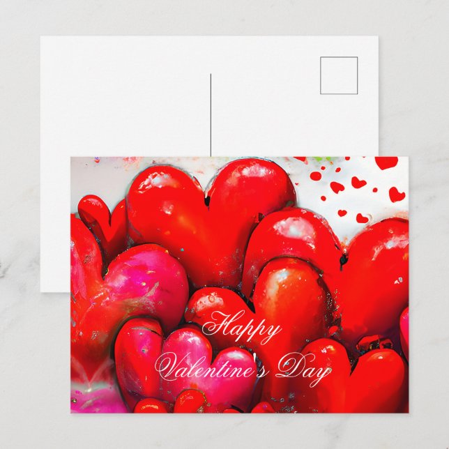 Big red hearts valentine postcard (Front/Back)
