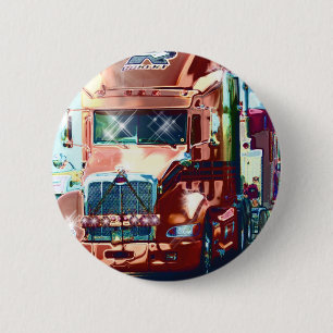 Big Red Heavy Truck for Truckers & Truck-Lovers 2 Inch Round Button