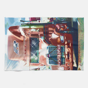 Big Red Heavy Truck for Truckers & Truck-Lovers Kitchen Towel