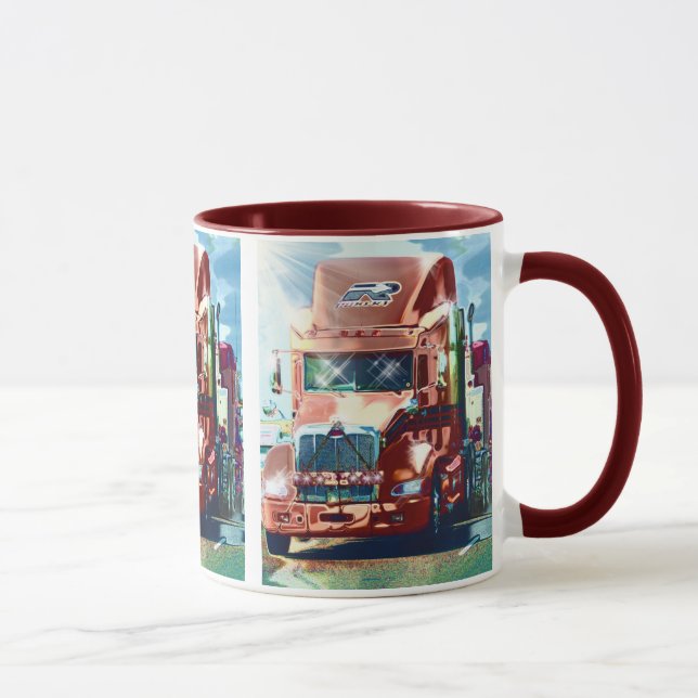 Big Red Heavy Truck for Truckers & Truck-Lovers Mug (Right)