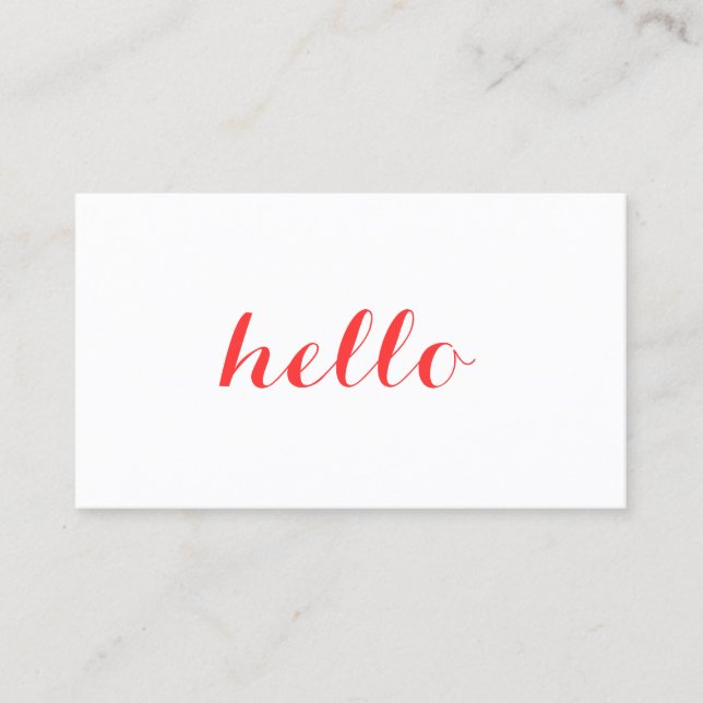 Big Red Hello Simply Stated Business Card (Front)