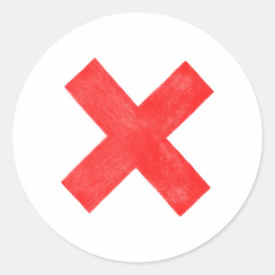 big red letter x classic round sticker
