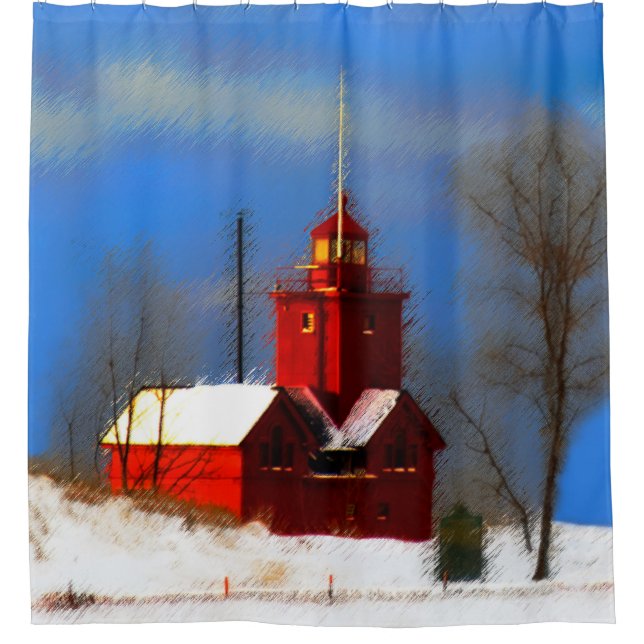 Big Red Lighthouse Painting - Original Art (Front)