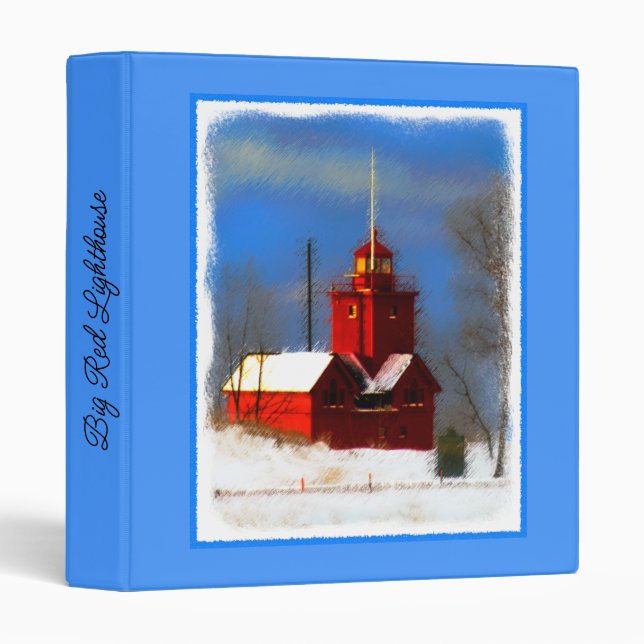 Big Red Lighthouse Painting - Original Art Binder (Front/Spine)