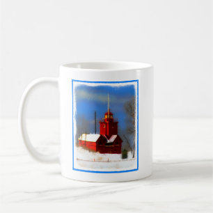 Big Red Lighthouse Painting - Original Art Coffee Mug