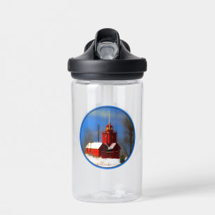 Big Red Lighthouse Painting - Original Art Water Bottle