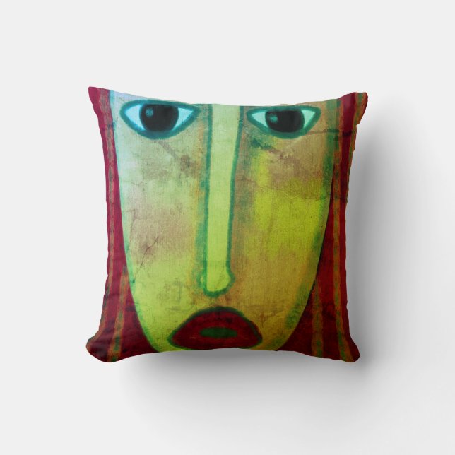 Big Red Lips Abstract Art Throw Pillow (Front)