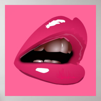 Big Red Lips Pink Poster