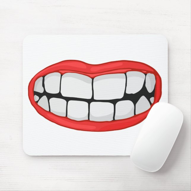 Big Red Lips with Teeth Mouse Pad (With Mouse)