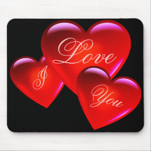 Big red love heart/I love you/loving heart-black Mouse Pad