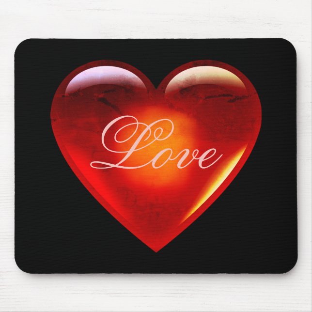 Big red love heart/lots of love/loving heart-black mouse pad (Front)