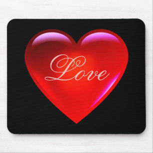 Big red love heart/lots of love/loving heart-black mouse pad