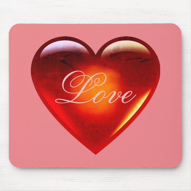 Big red love heart/lots of love/loving heart-pink mouse pad (Front)