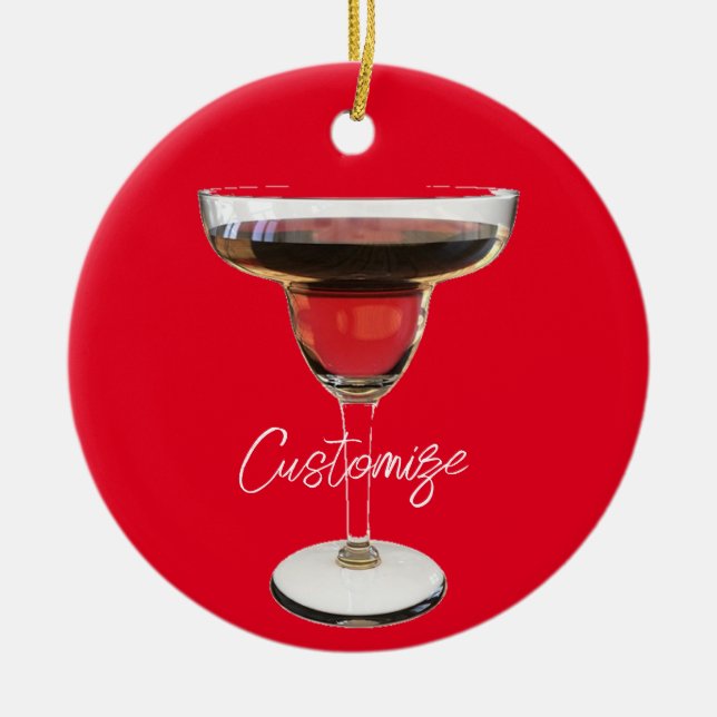 Big Red Margarita Cocktail Drink Thunder_Cove Ceramic Ornament (Front)
