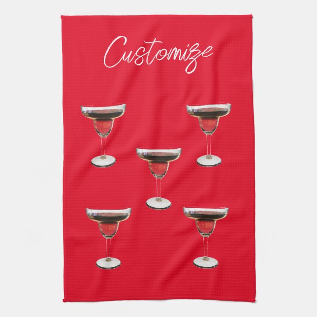 Big Red Margarita Cocktail Drink Thunder_Cove Kitchen Towel (Vertical)