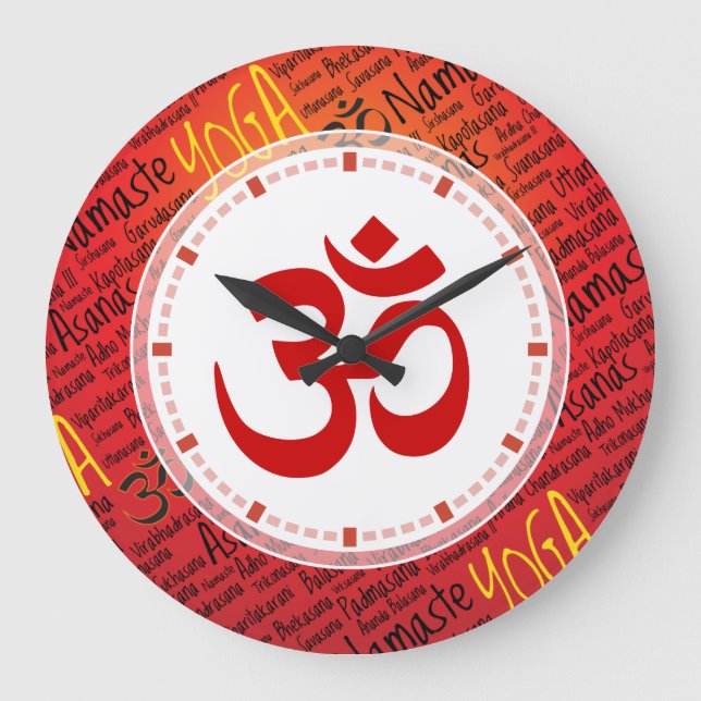 Big Red Om - Forget What Time it Is Yoga Large Clock (Front)