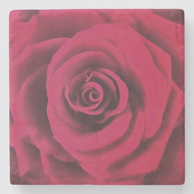 Big Red Rose Stone Coaster (Front)