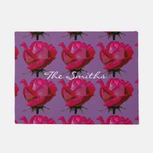 big red roses Thunder_Cove Doormat