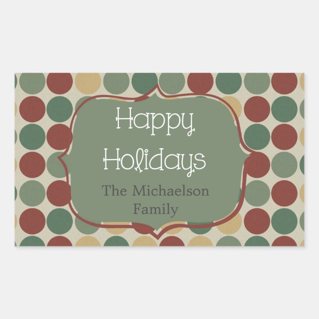 Big Retro Dots Christmas Holiday Stickers (Front)