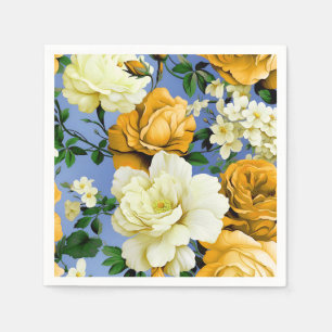 Big Retro Yellow Rose Flower Napkin
