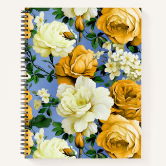 Big Retro Yellow Rose Flower Notebook