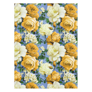 Big Retro Yellow Rose Flower Tablecloth