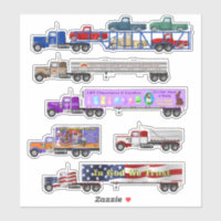 Big Rig and Little Red Truck Stickers