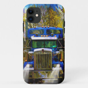 Big Rig Blue Lorry Heavy Transport Trucker Art iPhone 11 Case