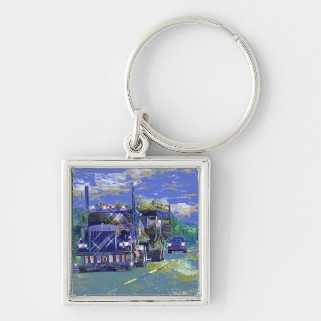 BIG RIG FREIGHT TRUCK LOVERS Art Keychain (Front)