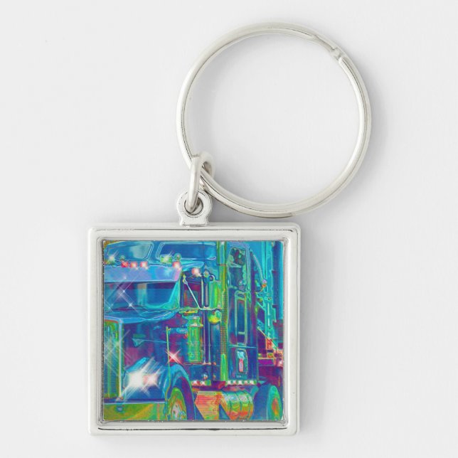 BIG RIG FREIGHT TRUCK LOVERS Art Keychain (Front)