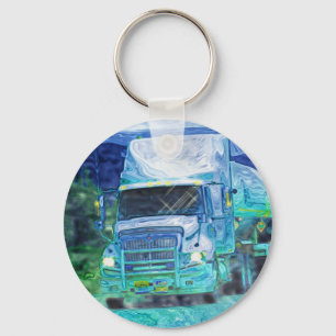 BIG RIG FREIGHT TRUCK LOVERS Art Keychain