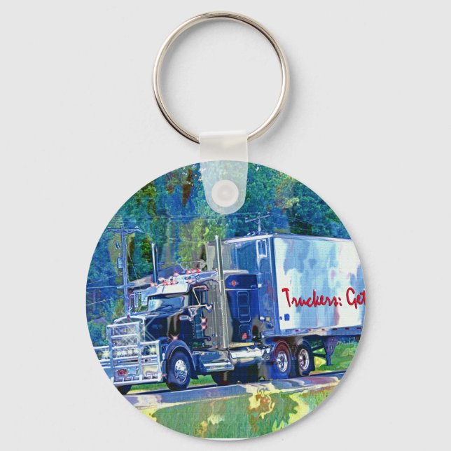 BIG RIG FREIGHT TRUCK LOVERS Art Keychain (Front)
