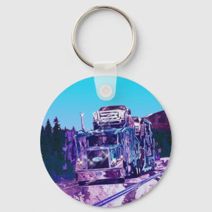 BIG RIG FREIGHT TRUCK LOVERS Art Keychain