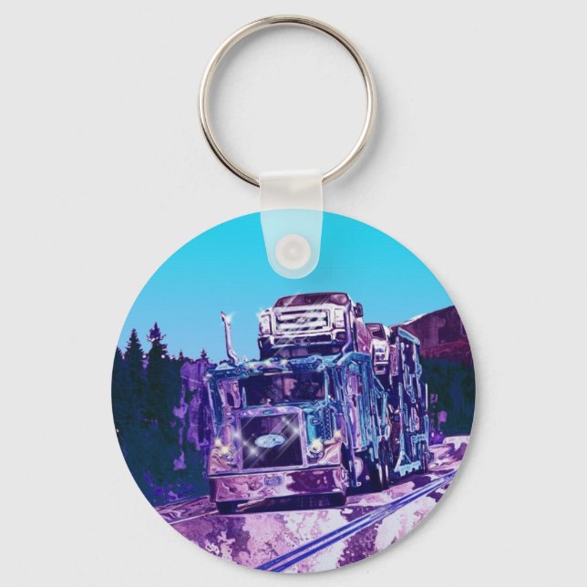 BIG RIG FREIGHT TRUCK LOVERS Art Keychain (Front)